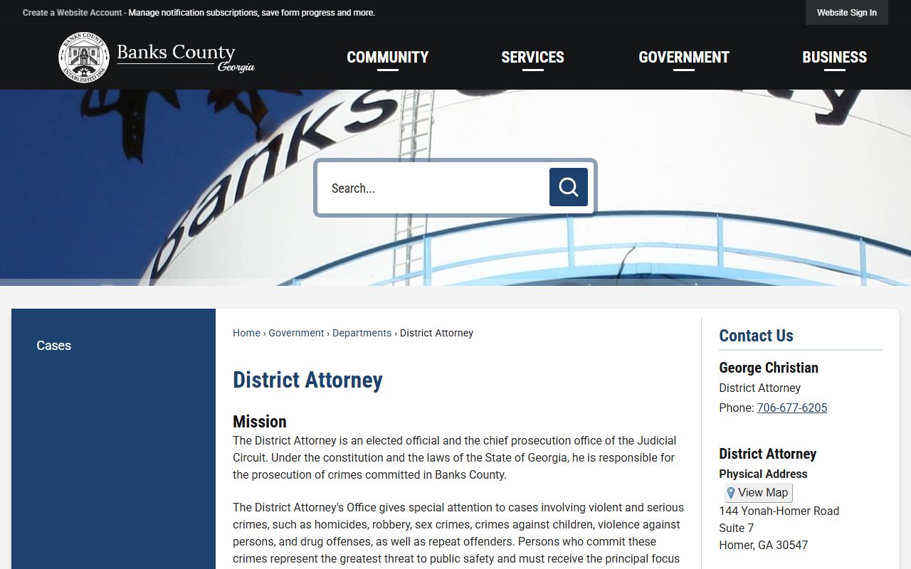 Banks County District Attorney court records after arrest source